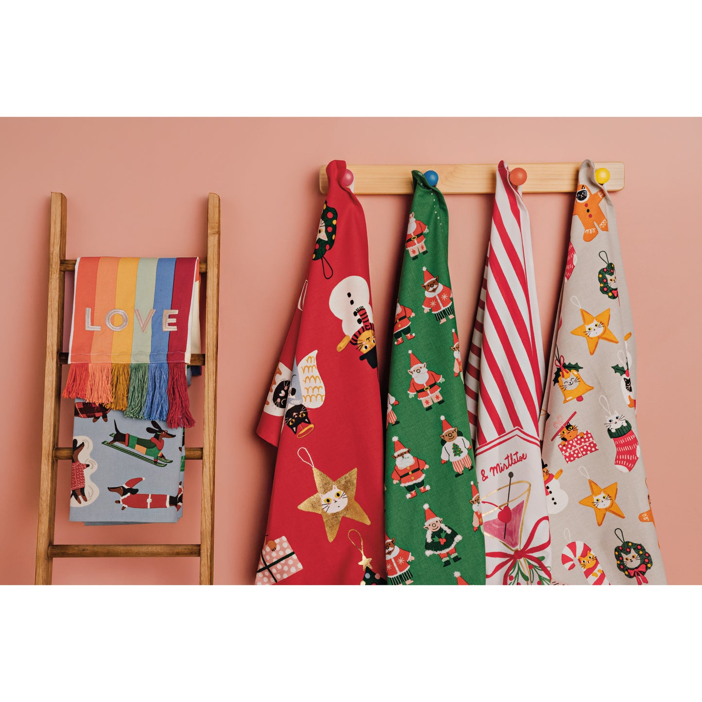 Bauble Cats Christmas Dishtowel