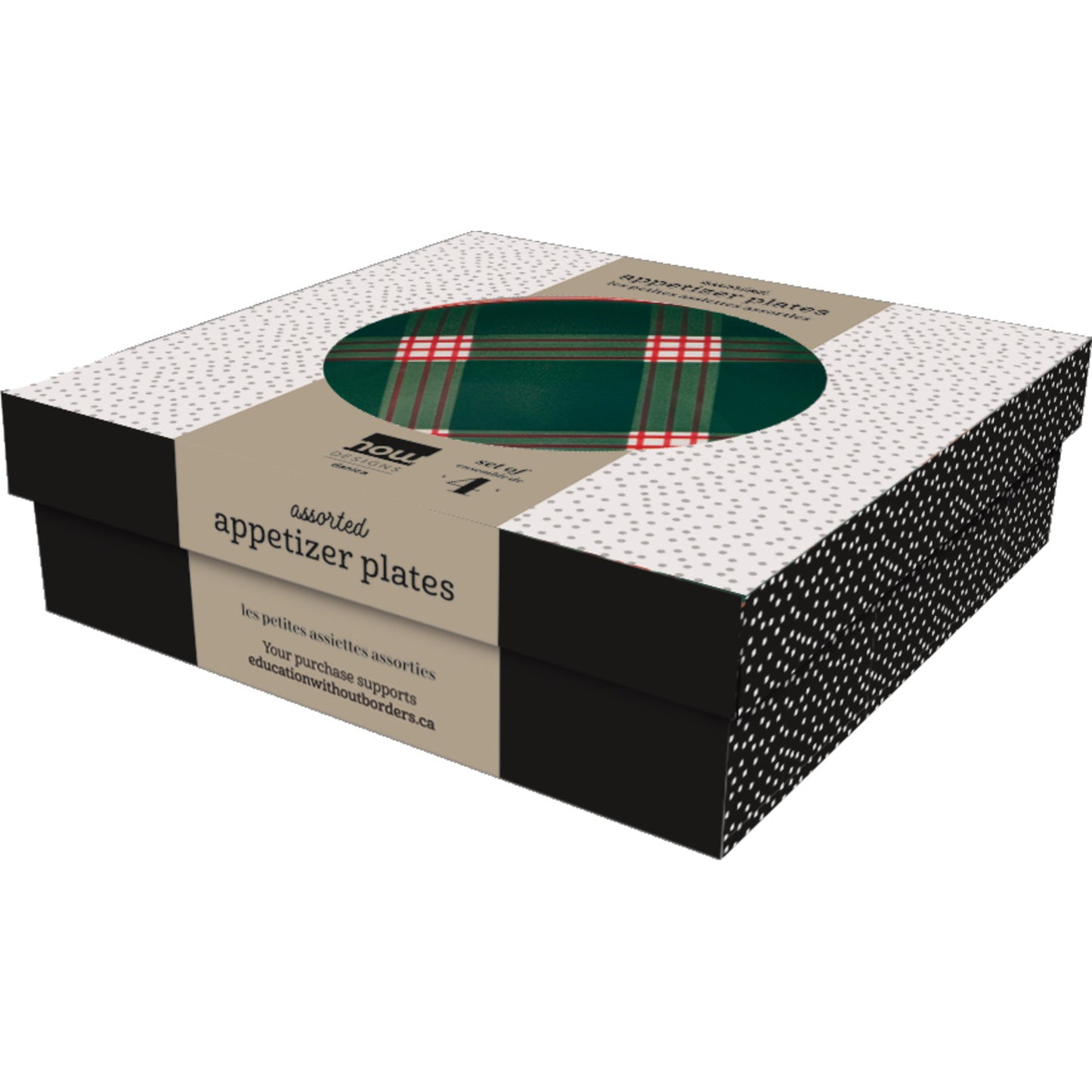 Holiday Plaid Appetizer Christmas Plates Set of 4