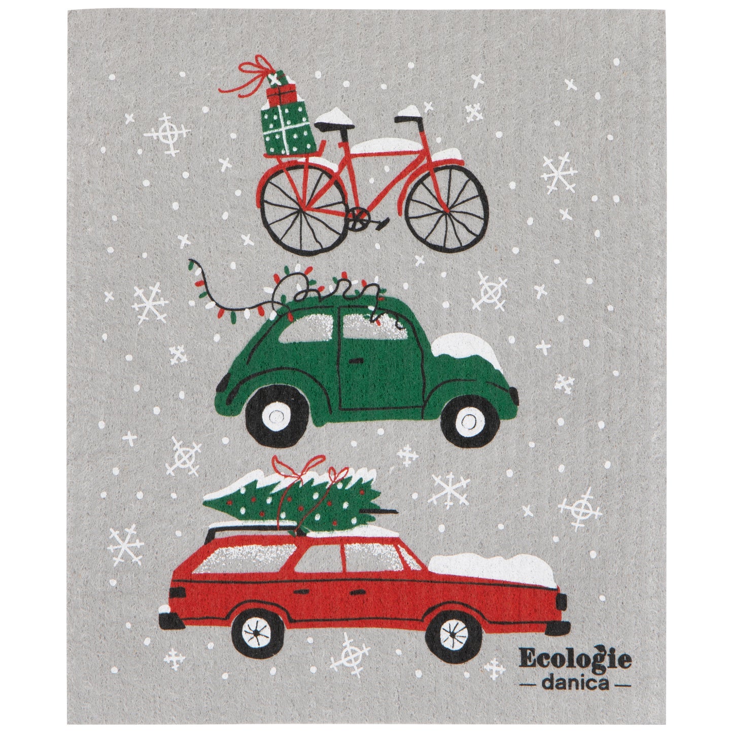 Holiday Traffic Christmas Swedish Dishcloth