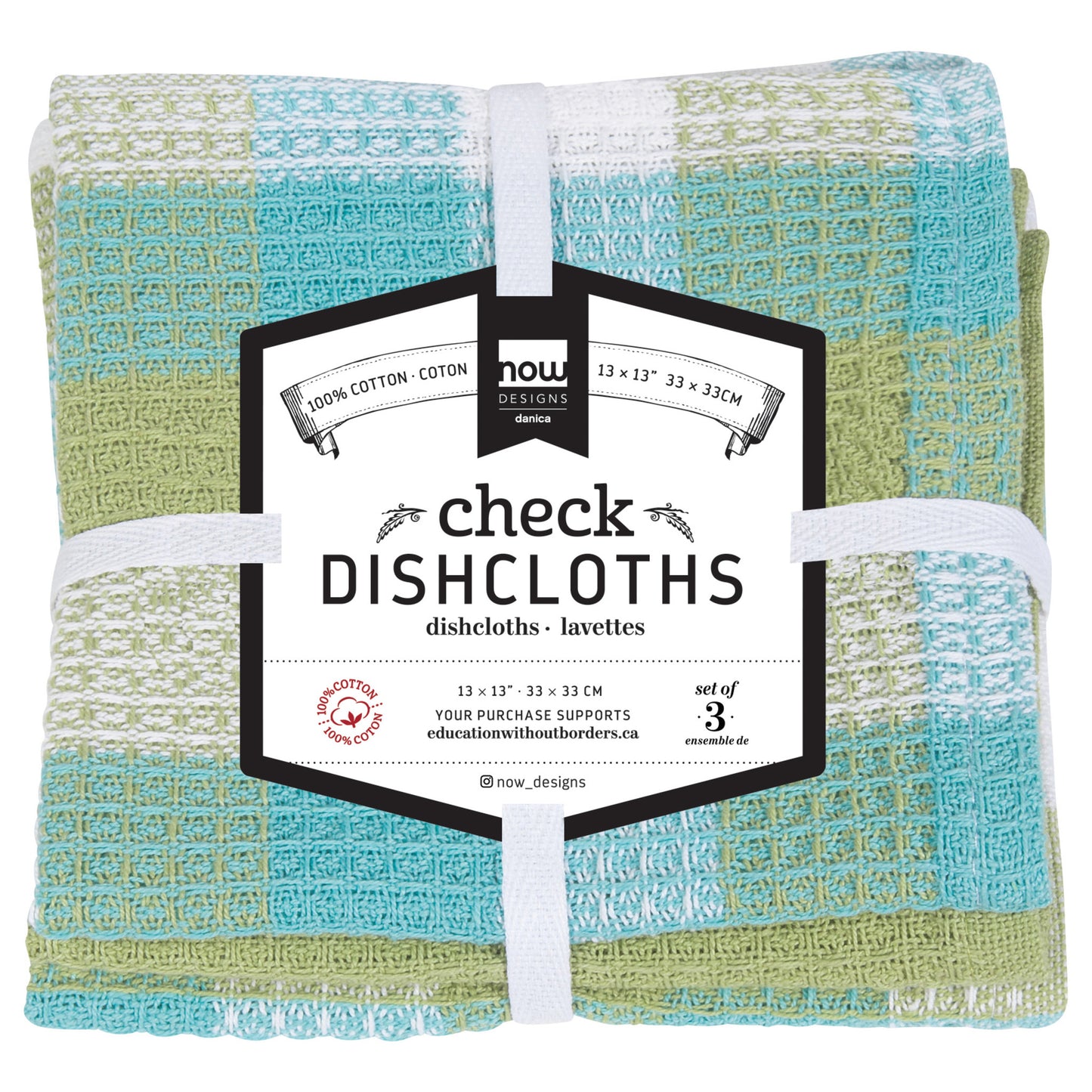 Check-it Dishcloths Sets of 3 - 48 sets in Display Basket