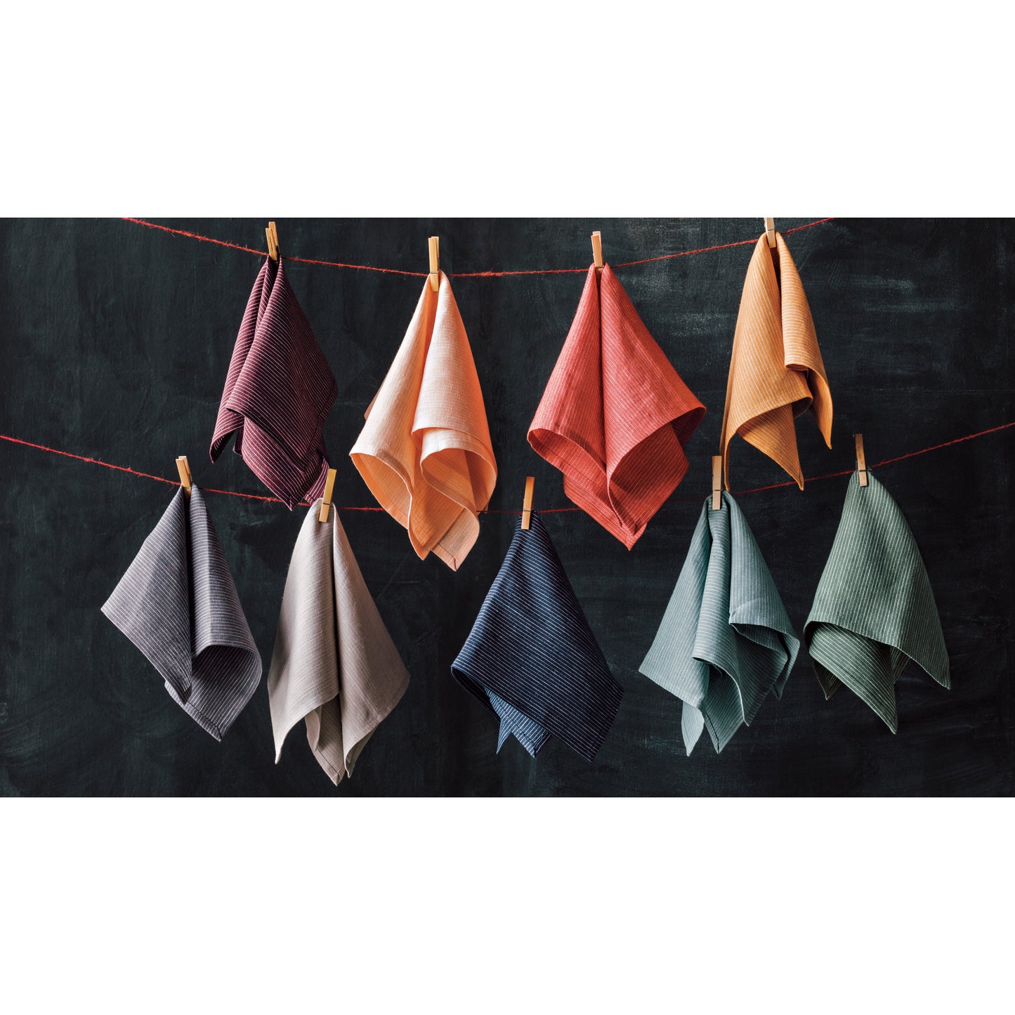 Clay Pinstripe Linen Napkins Set of 4