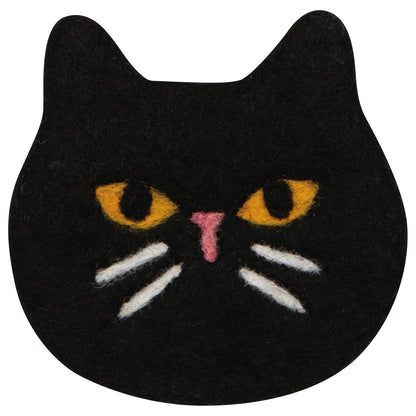 Black Cat Felt Coasters Set of 4