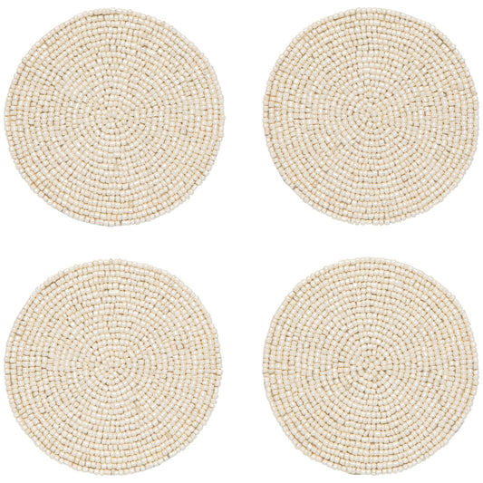 Ivory Beaded Coasters Set of 4