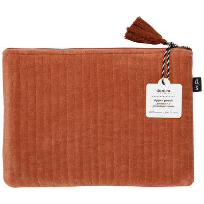 Copper Quilted Velvet Flat Pouch