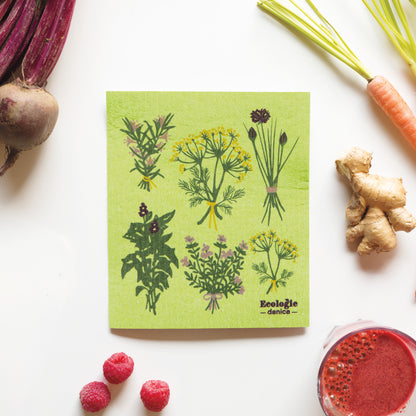 Fresh Herbs Swedish Dishcloth