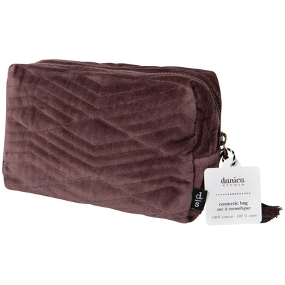 Fig Quilted Velvet Cosmetic Bag