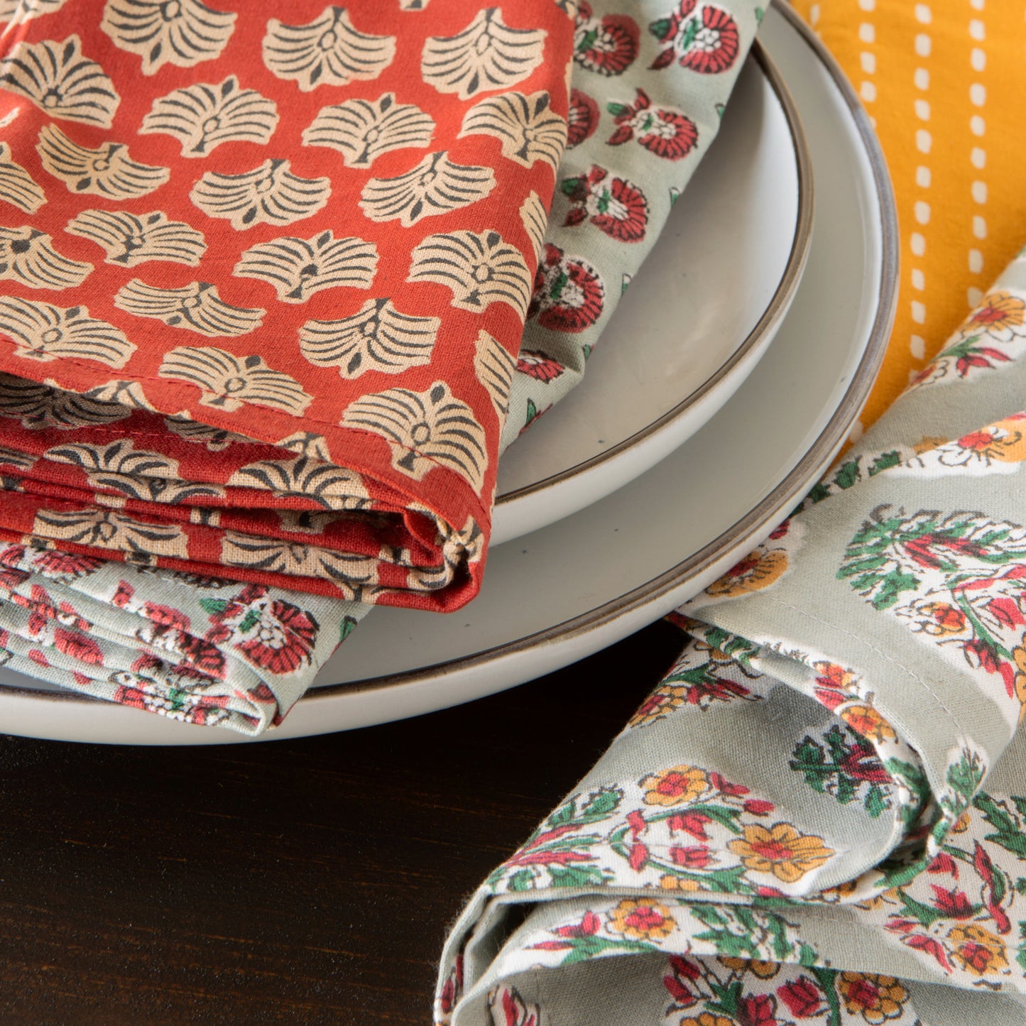 Field Block Print Napkins Set of 4