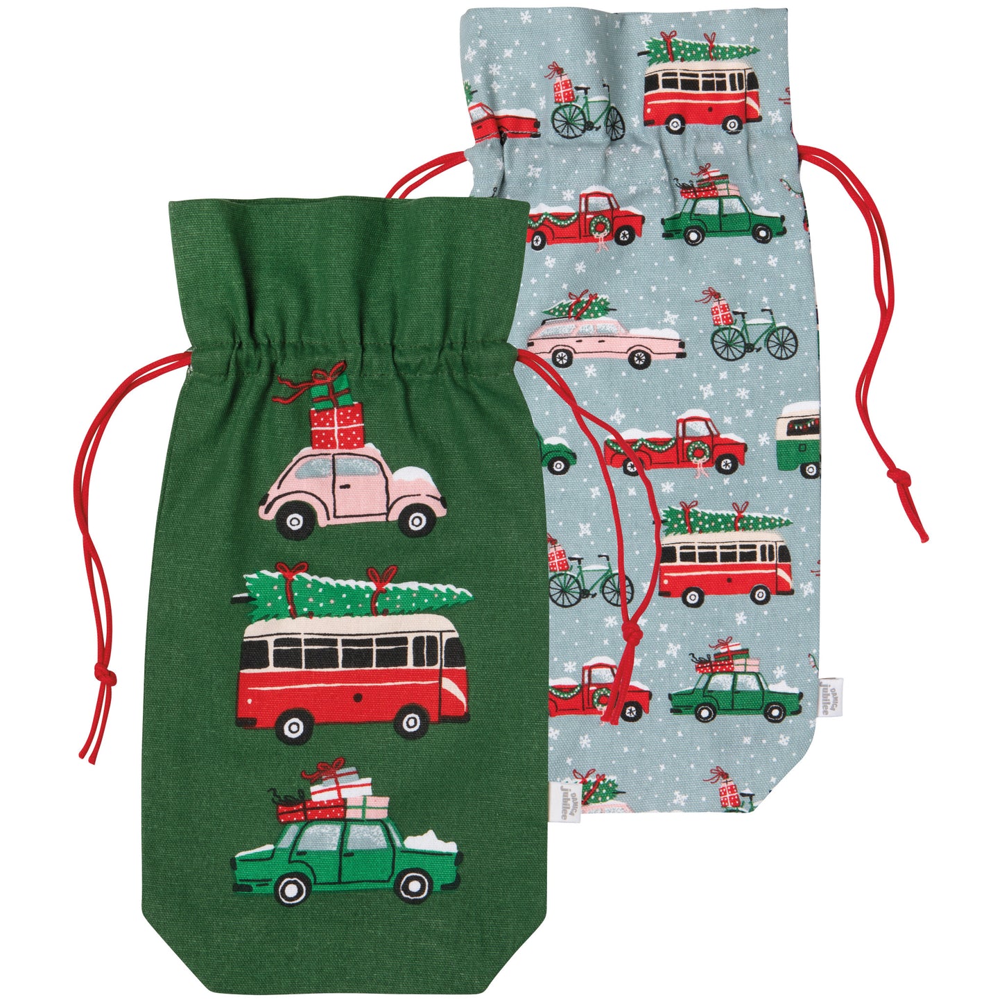 Holiday Traffic Christmas Wine Bags Set of 2