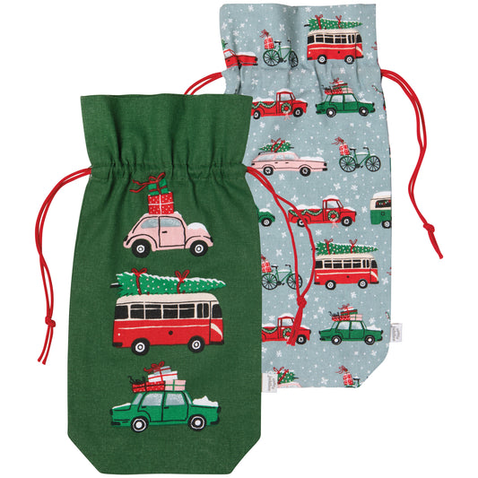 Holiday Traffic Christmas Wine Bags Set of 2