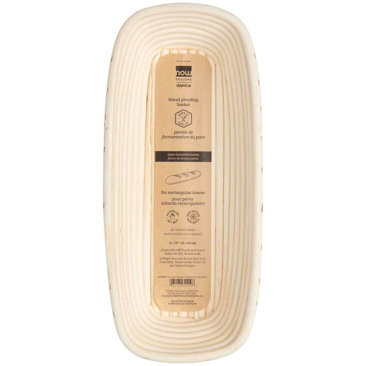 Banneton Bread Proofing Basket Rectangle 13 inch
