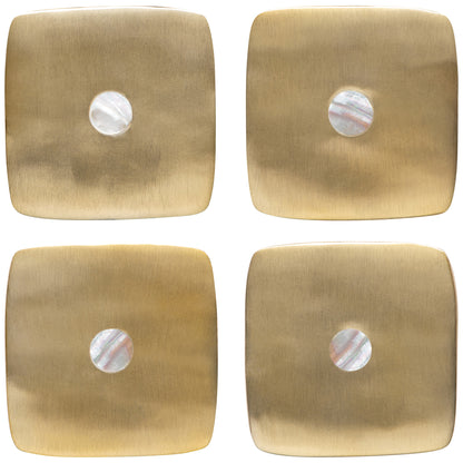 Nacre-Gold Metal Coasters Set of 4