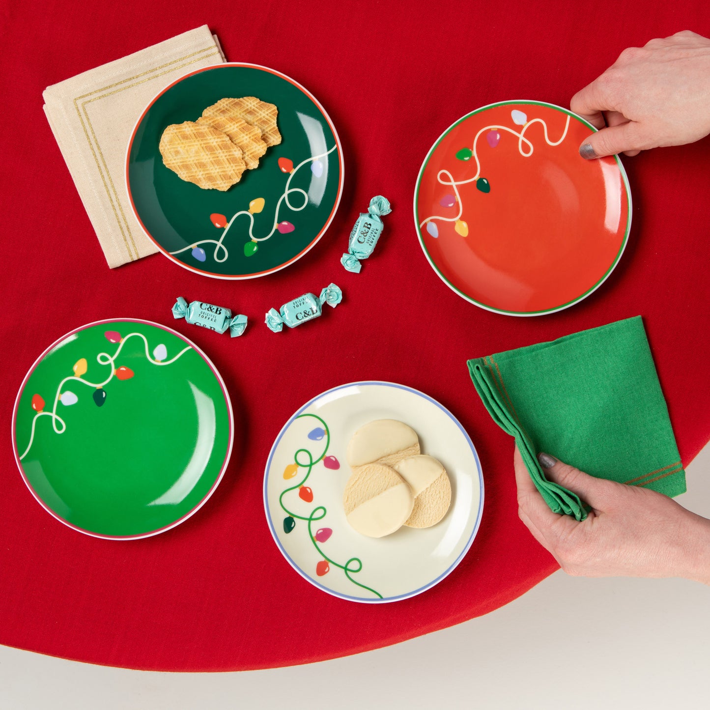 Holiday Glow Christmas Appetizer Plates Set of 4