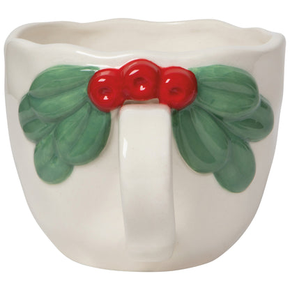 Mistletoe-White Christmas Sculpted Mug