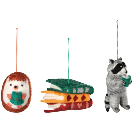 Book Club Felt Christmas Tree Ornaments - 3 Assorted Styles