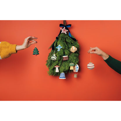 Yuletide Mache Christmas Tree Ornaments - 3 Assorted Styles