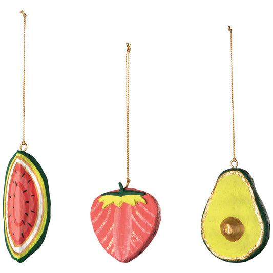 Tutti Frutti Felt Christmas Tree Ornaments - 3 Assorted Styles