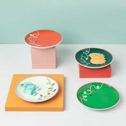 Holiday Glow Christmas Appetizer Plates Set of 4