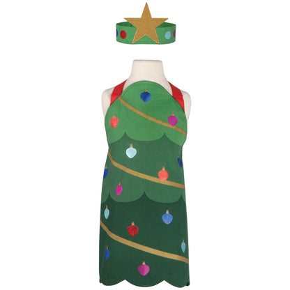 Xmas Tree Christmas Kid's Apron and Hat Set