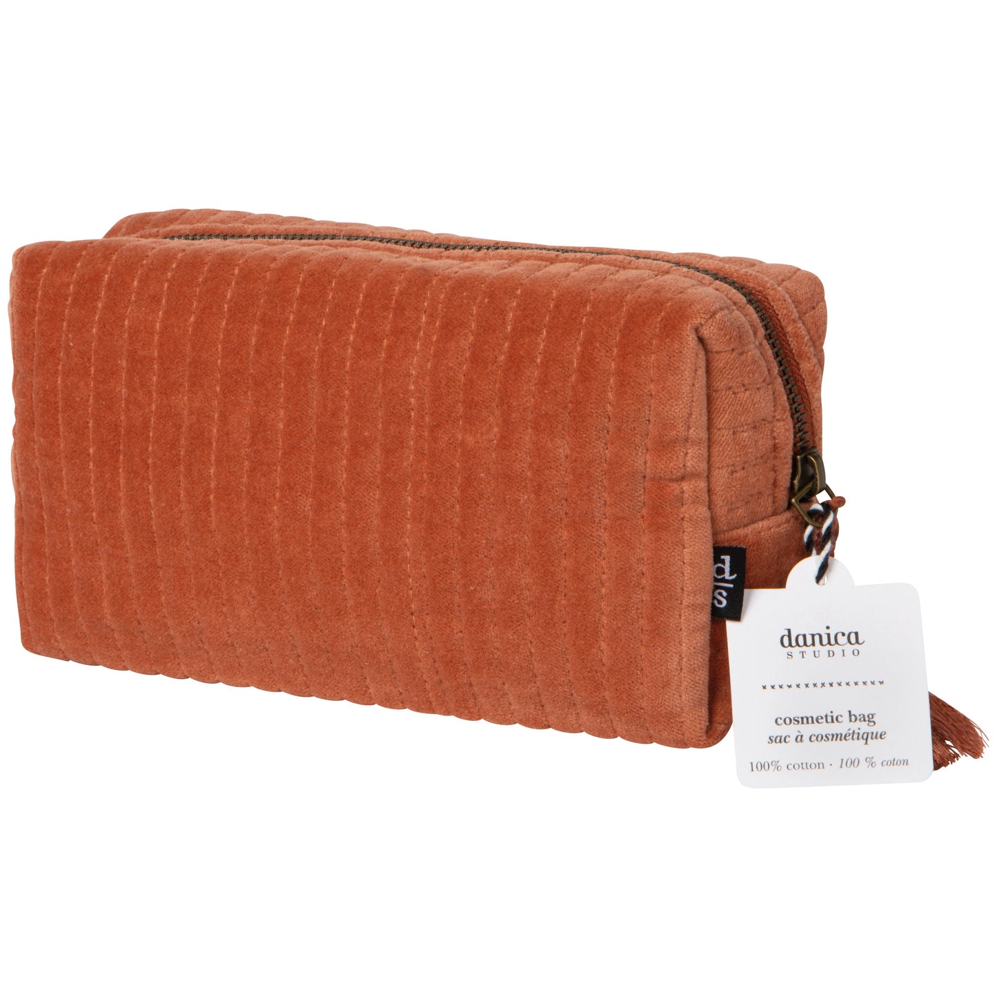 Copper Quilted Velvet Cosmetic Bag