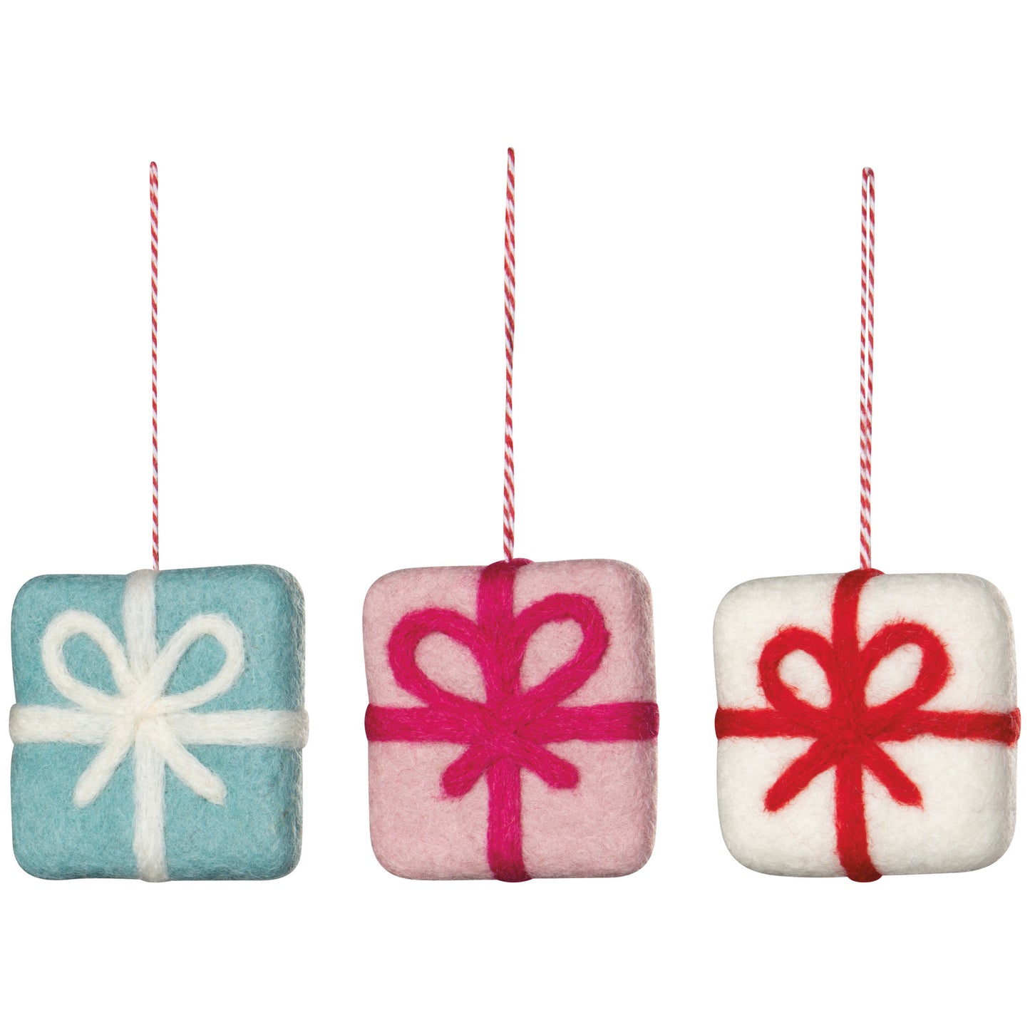 Presents Felt Christmas Tree Ornaments - 3 Assorted Styles