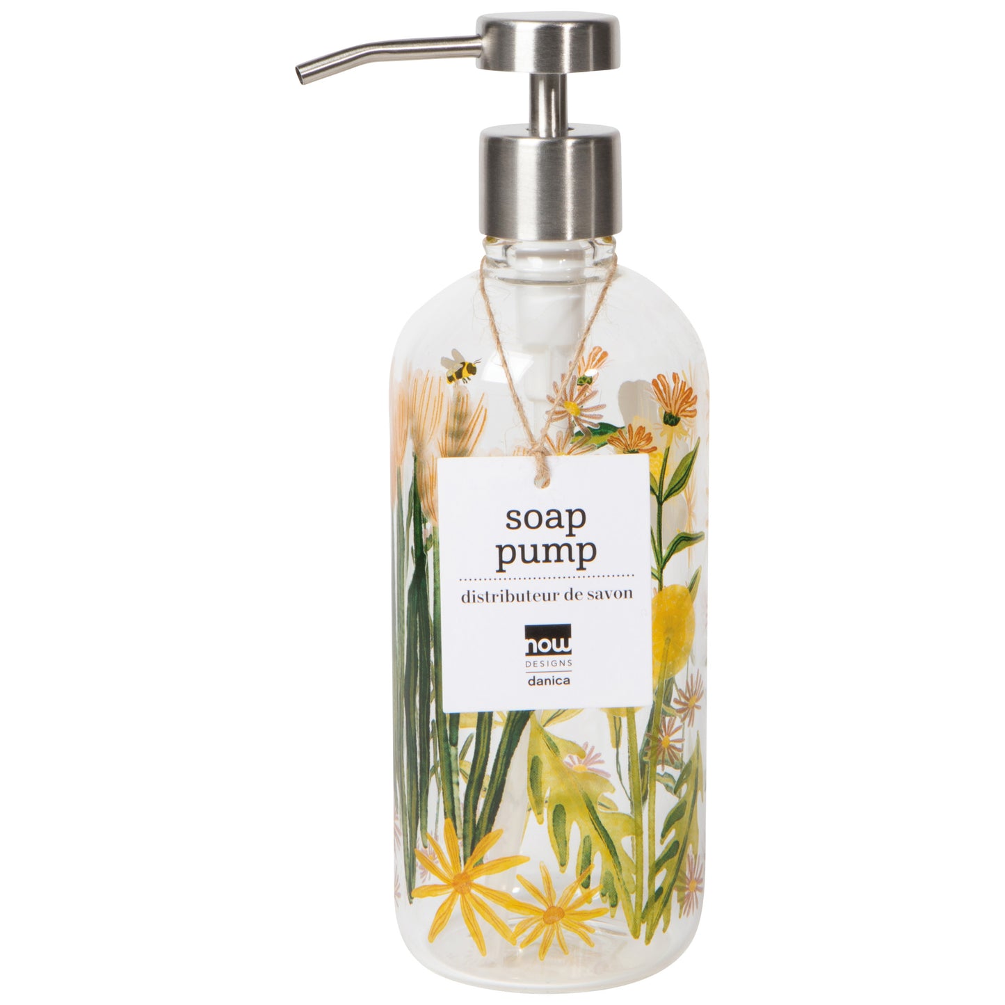Bees & Blooms Glass Soap Pump