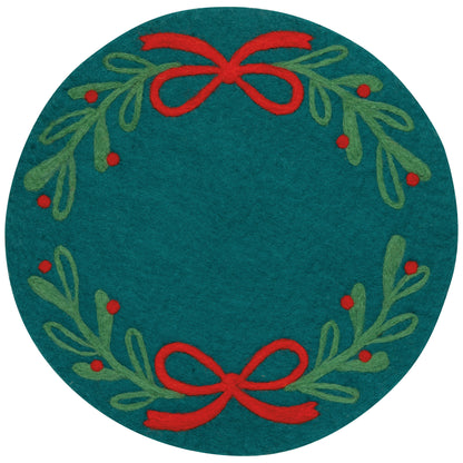 Mistletoe Christmas Felted Wool Placemat
