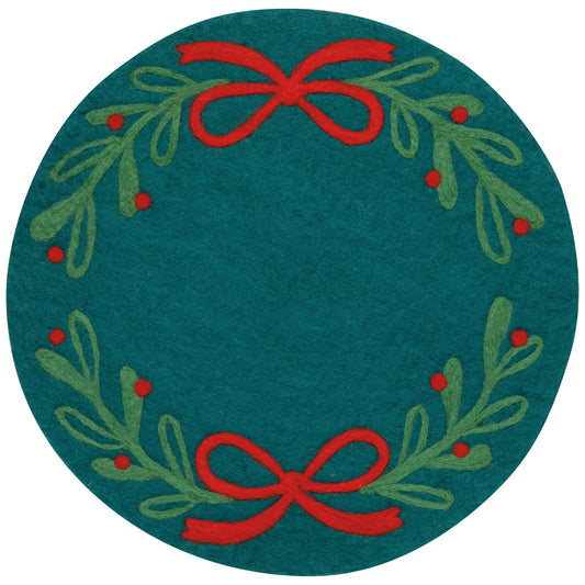Mistletoe Christmas Felted Wool Placemat