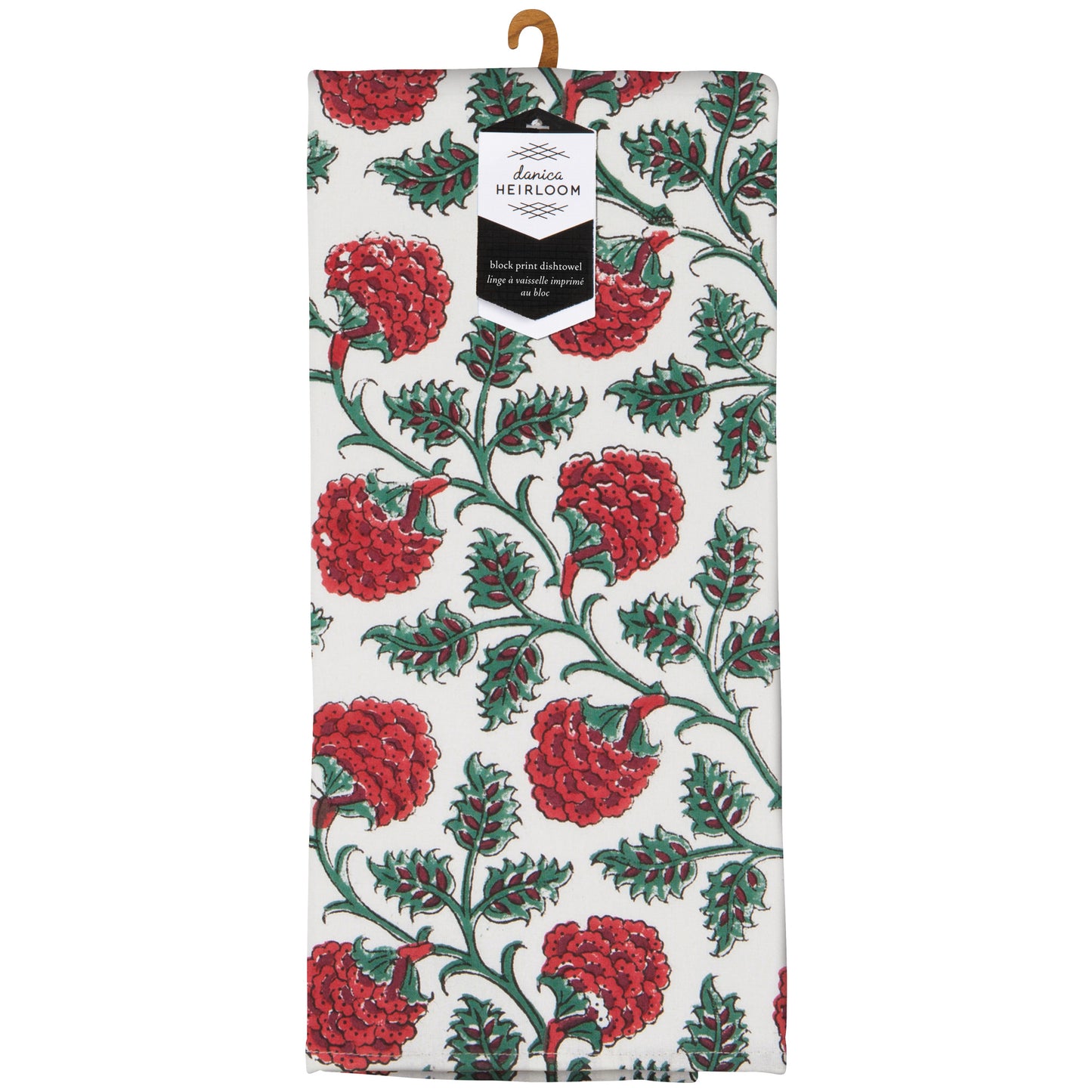 Carnation Block Print Dishtowel
