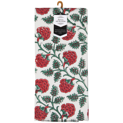 Carnation Block Print Dishtowel