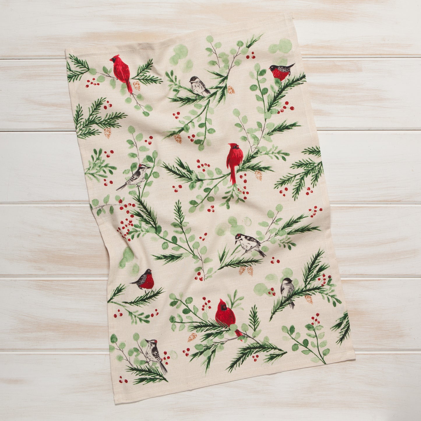 Forest Birds Christmas Dishtowel