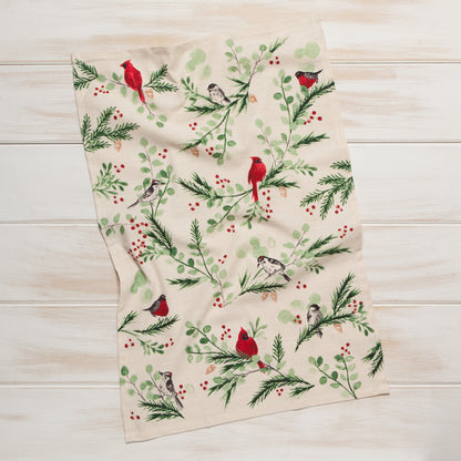 Forest Birds Christmas Dishtowel