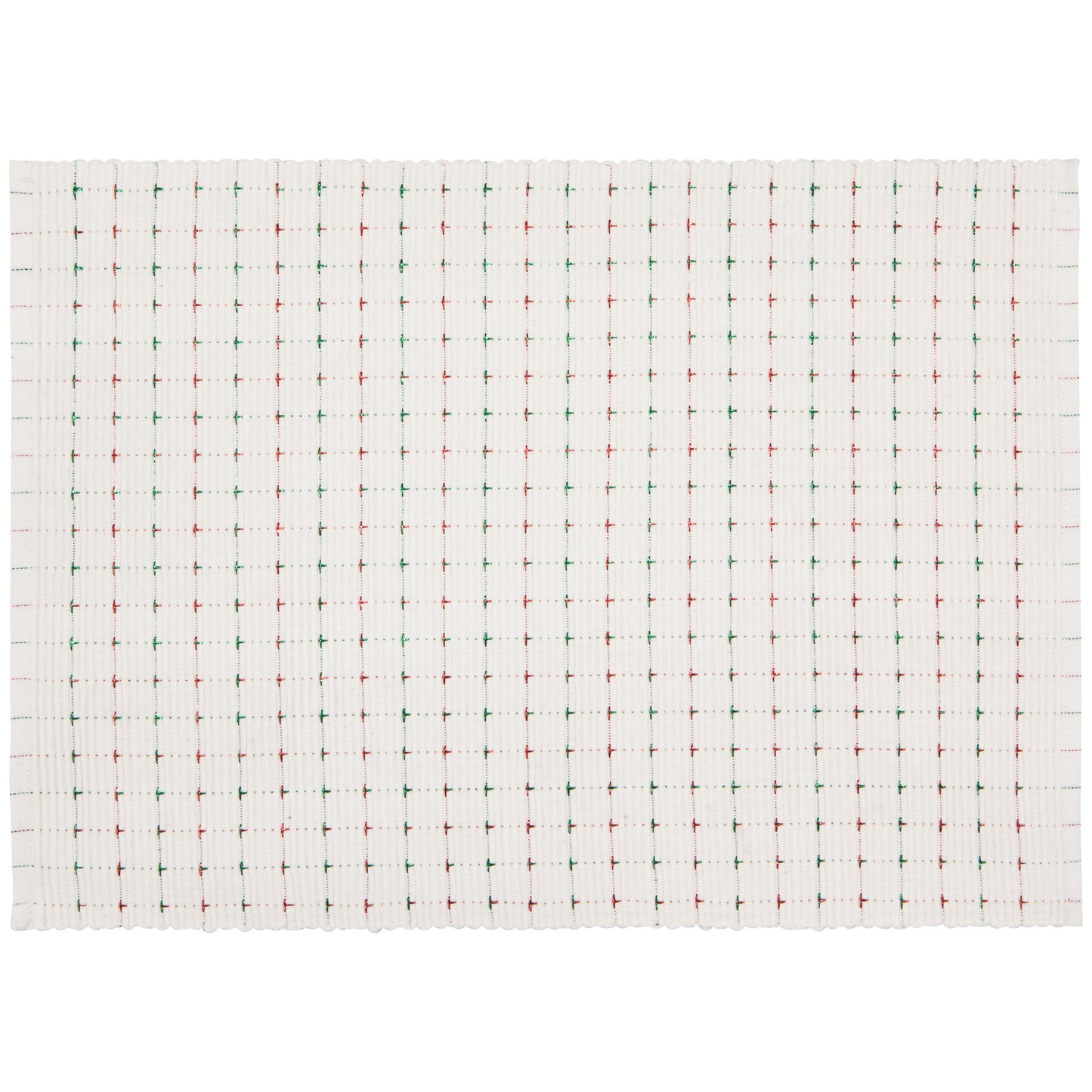 Natural Red Green Ribbed Christmas Placemat
