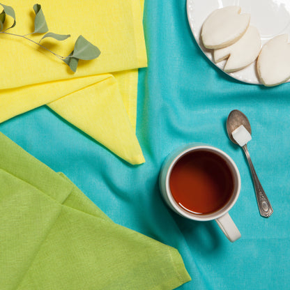 Chartreuse Turquoise Leaf Floursack Dishtowels Set of 3