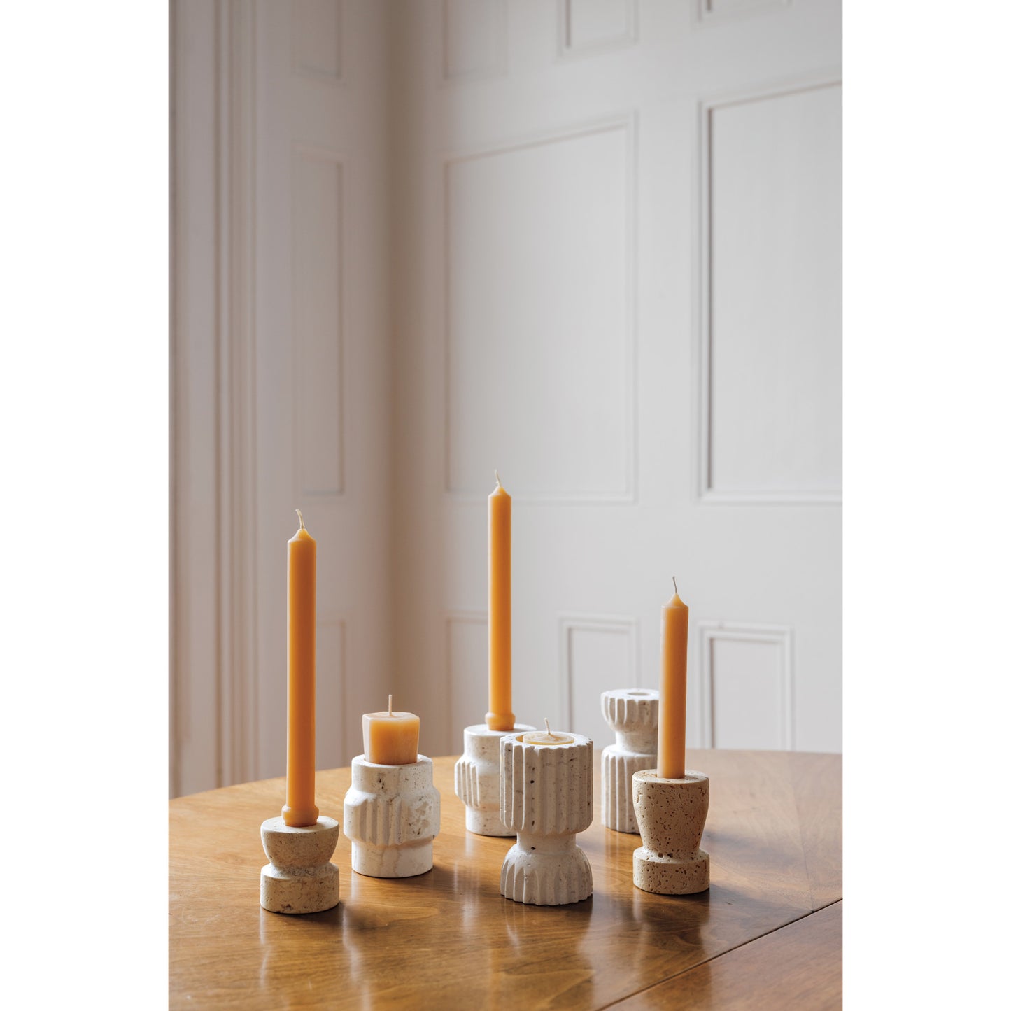 Altis Travertine Candle Holder Short