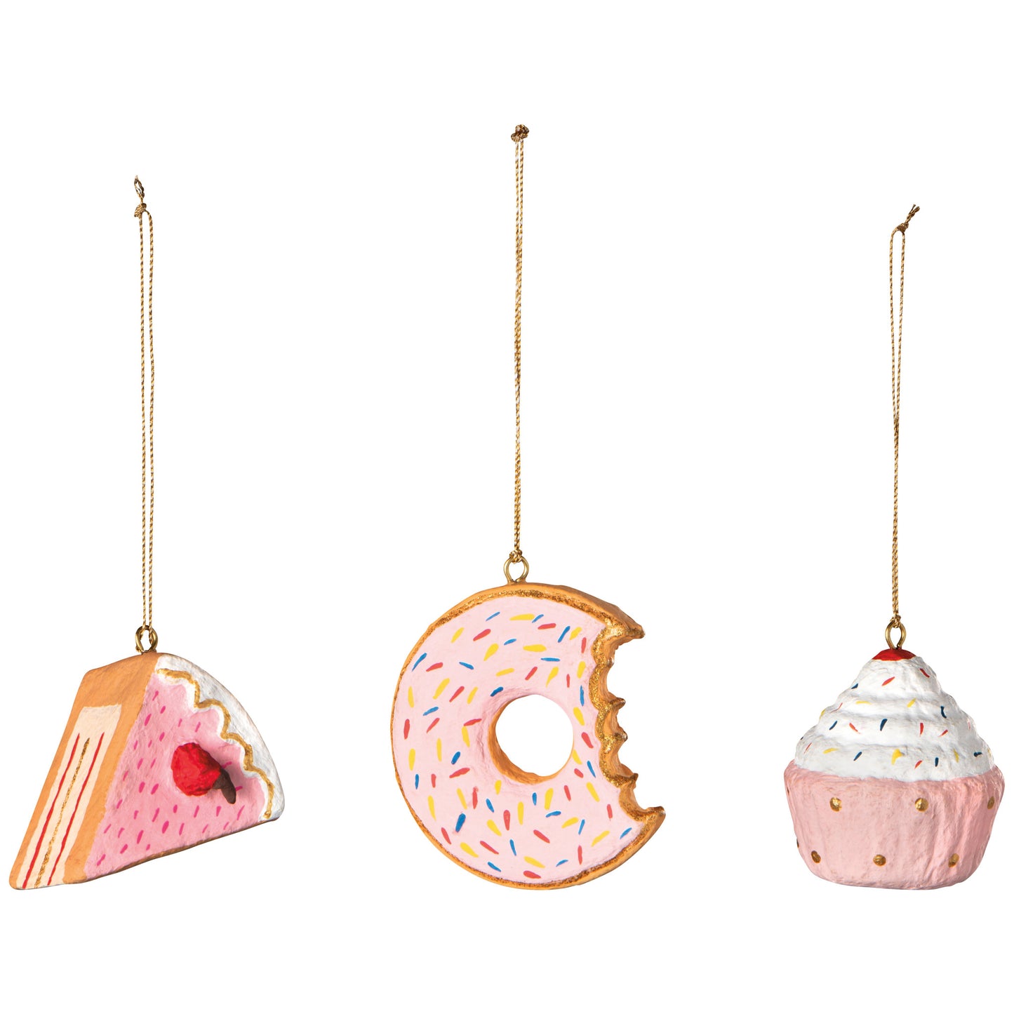 Sweet Tooth Felt Christmas Tree Ornaments - 3 Assorted Styles