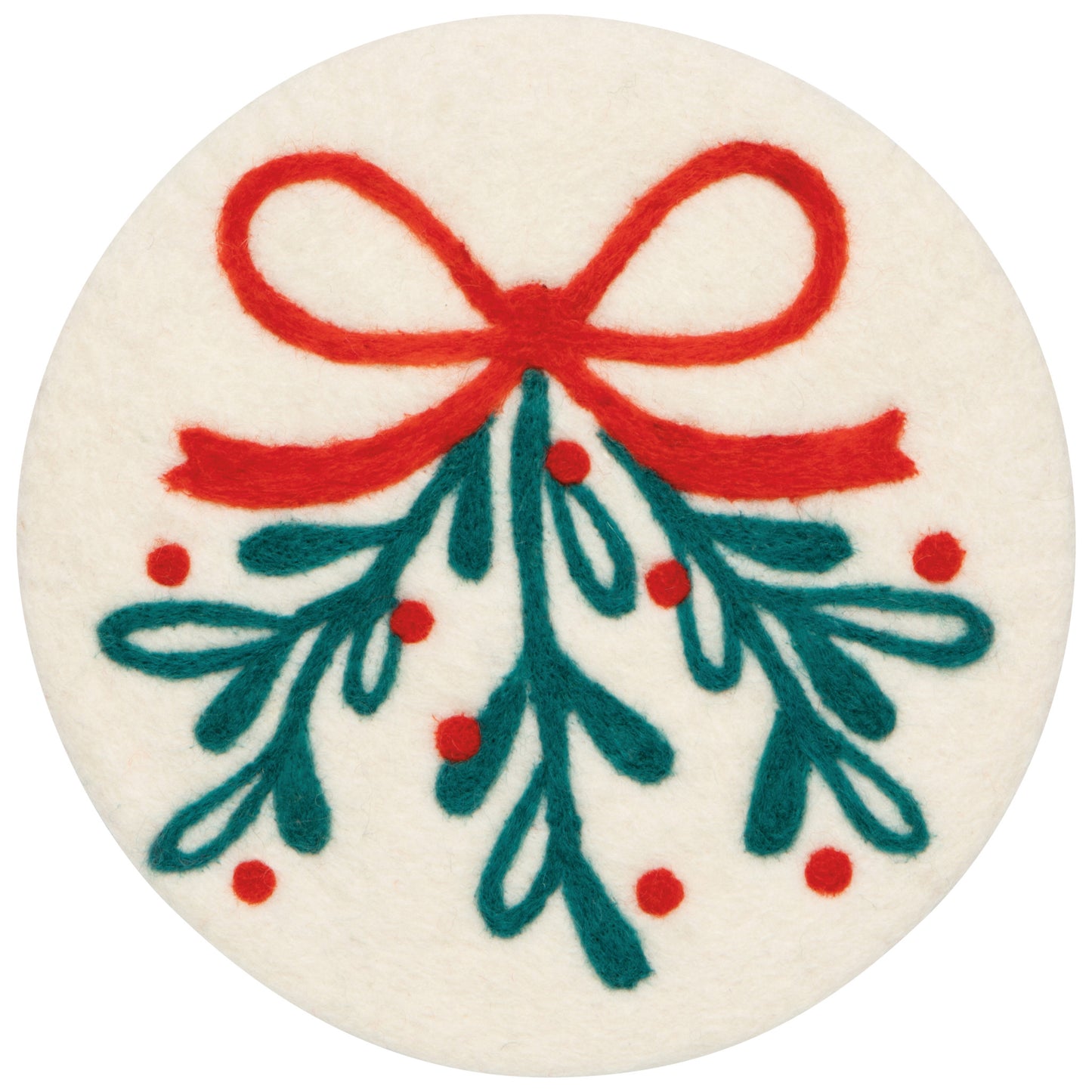Mistletoe Christmas Felted Wool Trivet