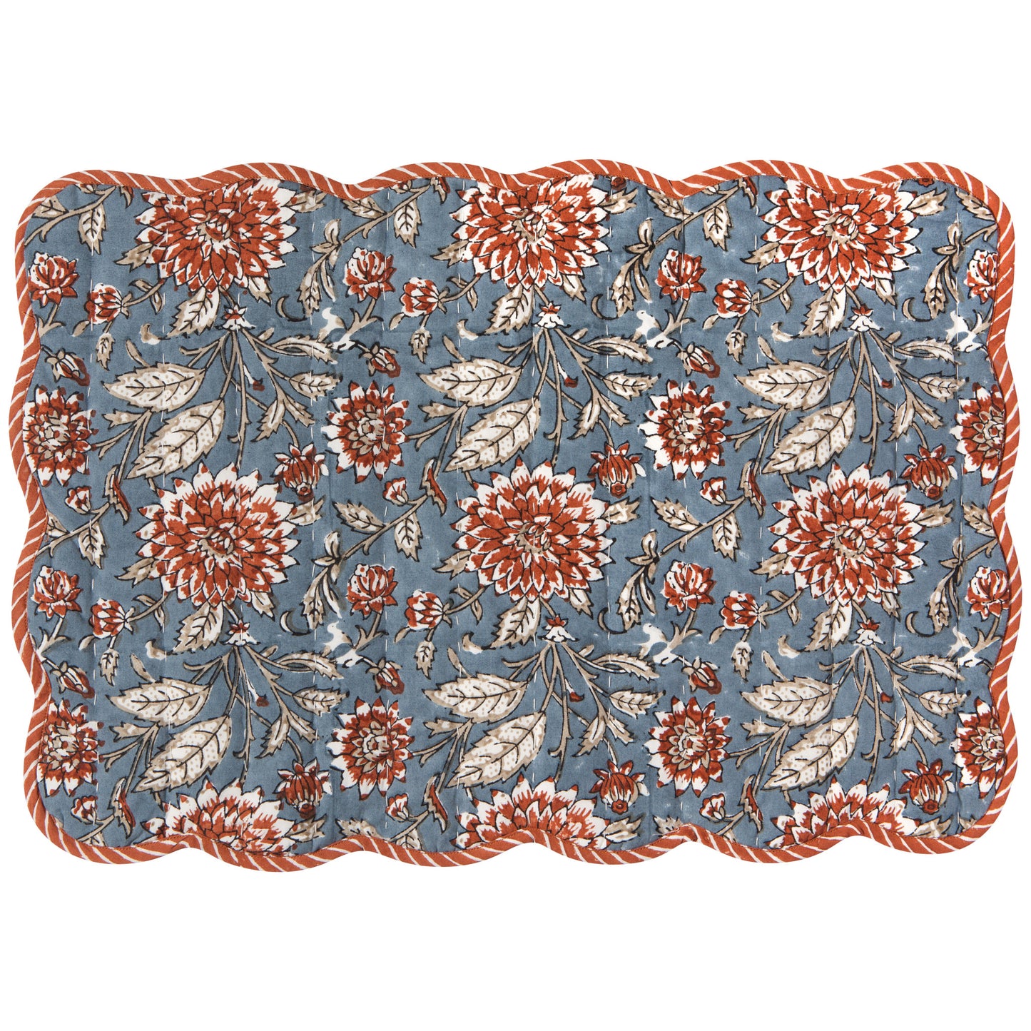 Dahlia Block Print Kantha Placemat