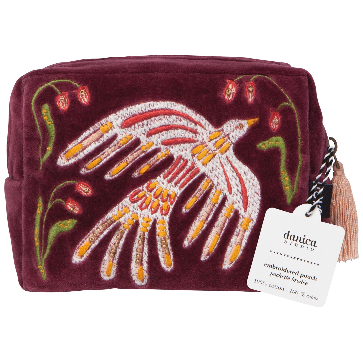 Plume Embroidered Pouch