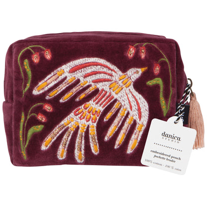 Plume Embroidered Pouch