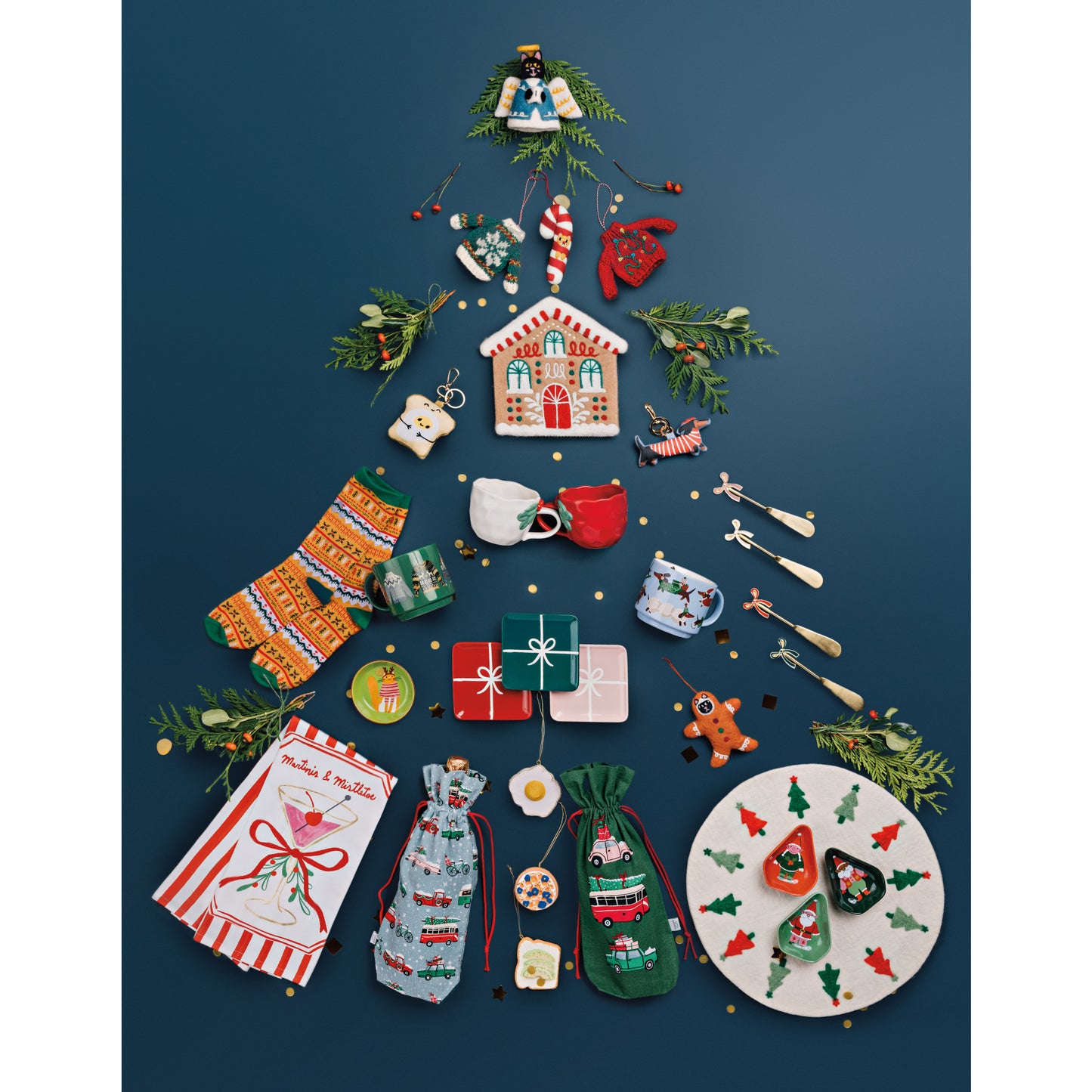 Bauble Cats Felt Christmas Tree Ornaments - 3 Assorted Styles