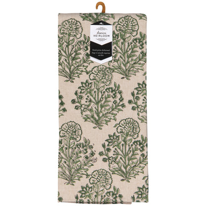 Viridian Block Print Dishtowel