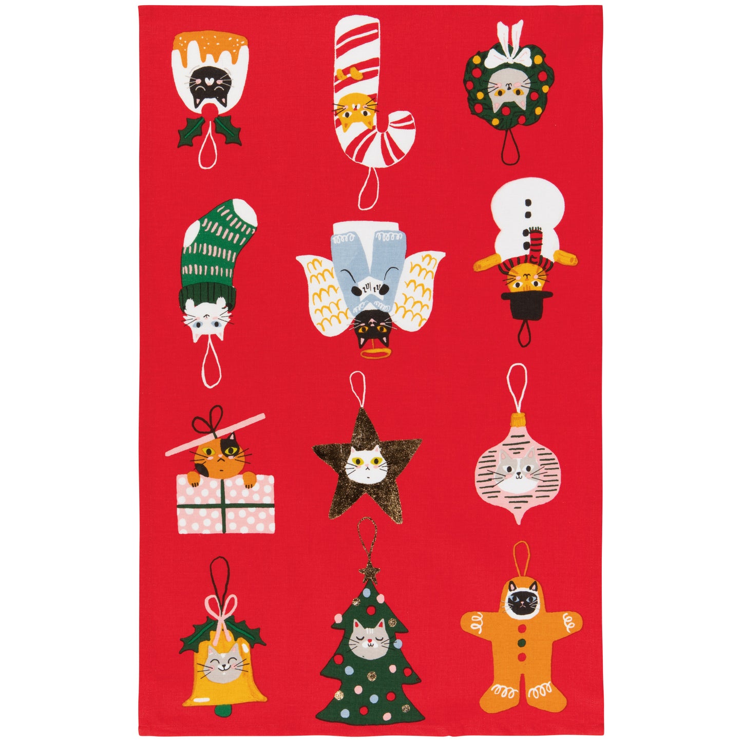 Bauble Cats Christmas Dishtowel