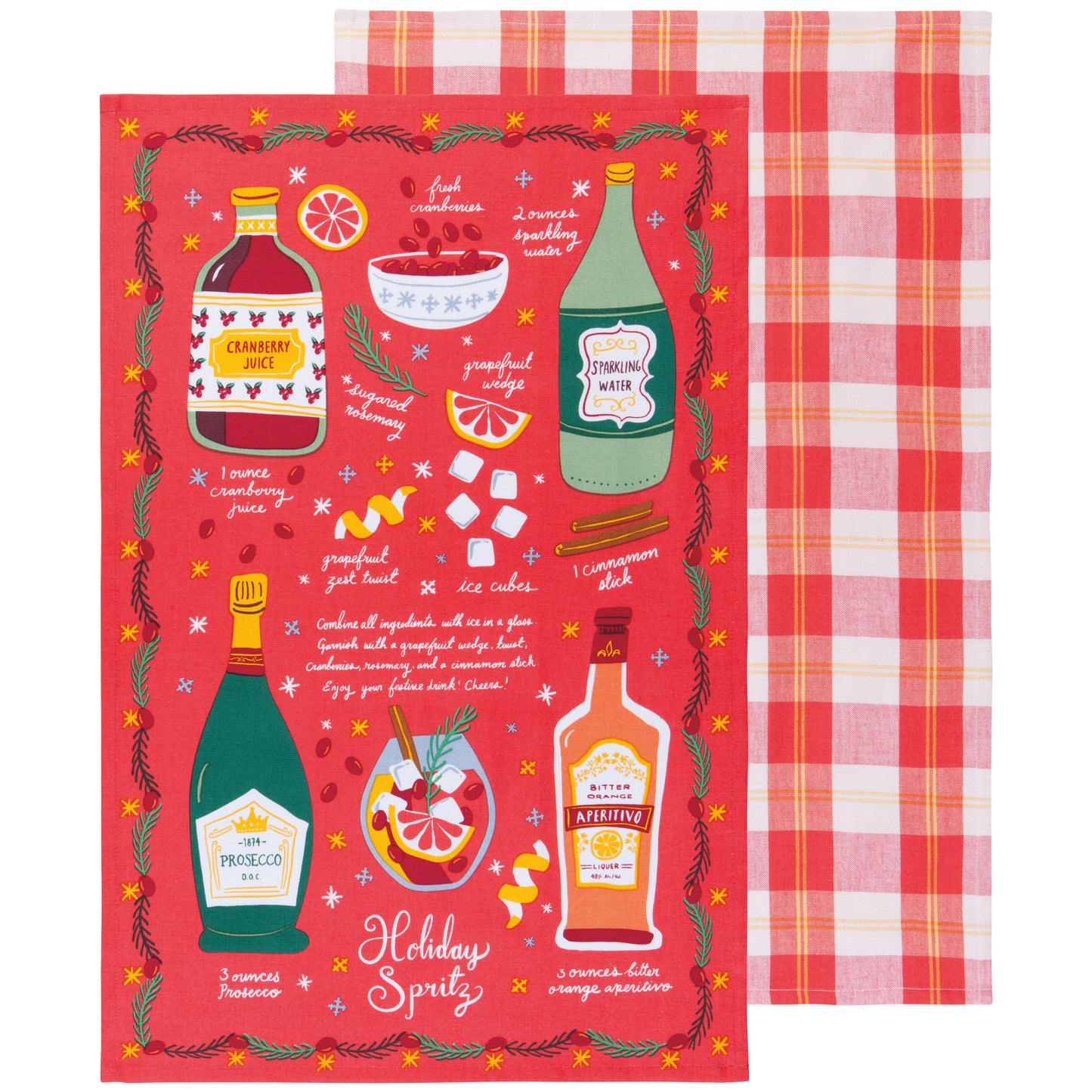 Holiday Spirits Christmas Dishtowels Set of 2