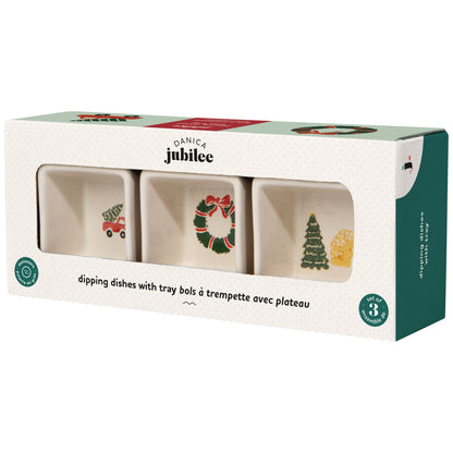 Glitzmas Christmas Dipping Dish With Tray Set
