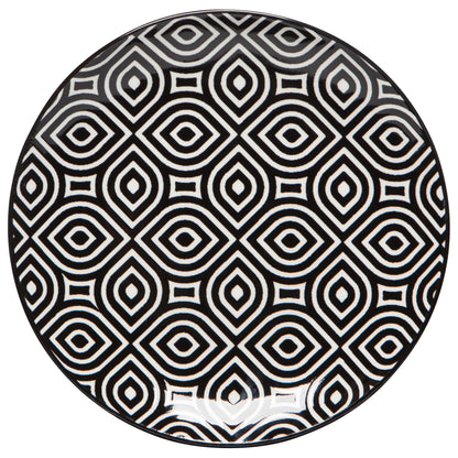 White Geo Stamped Appetizer Plate 6 inch
