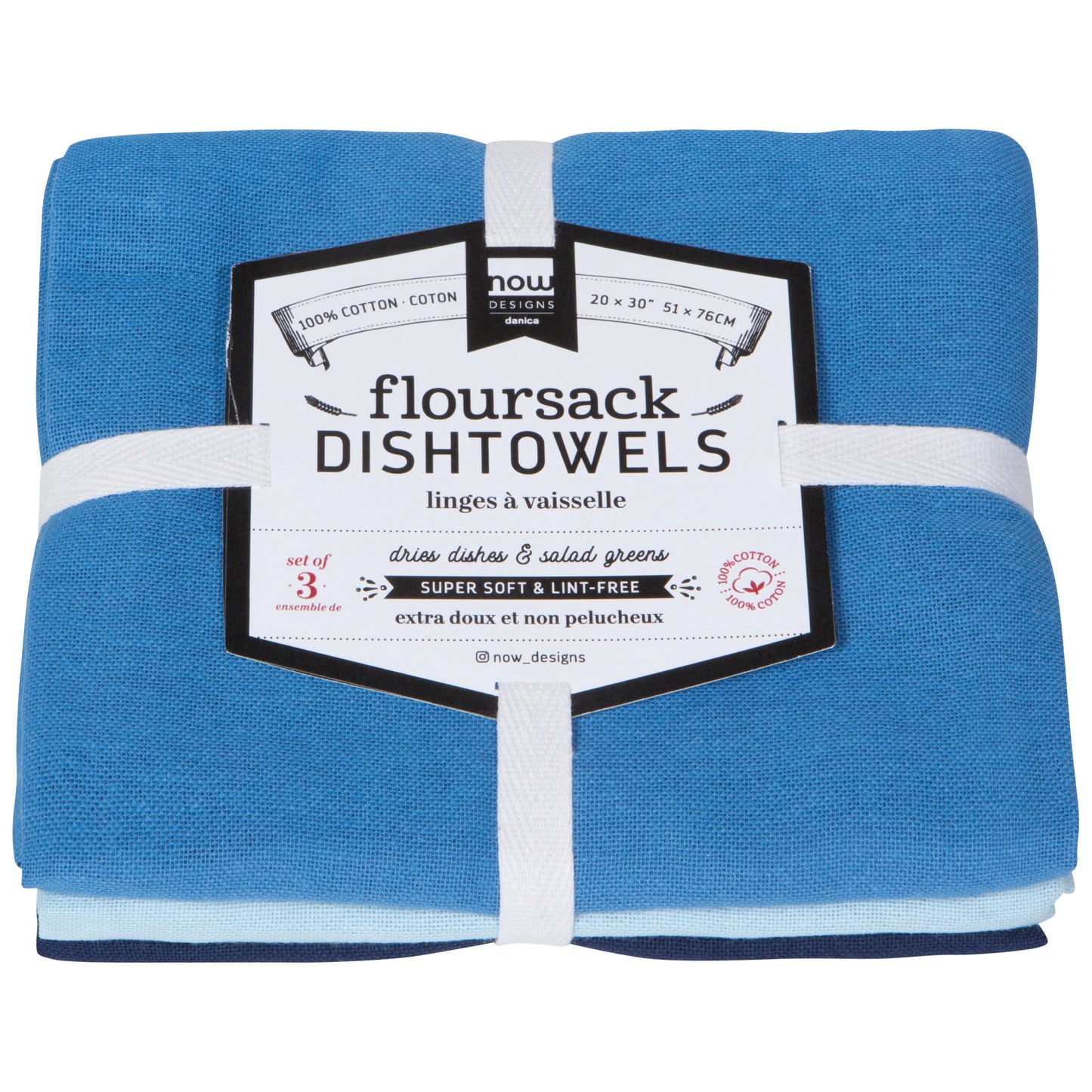 Floursack Dishtowels Sets of 3 - 48 sets in Display Basket