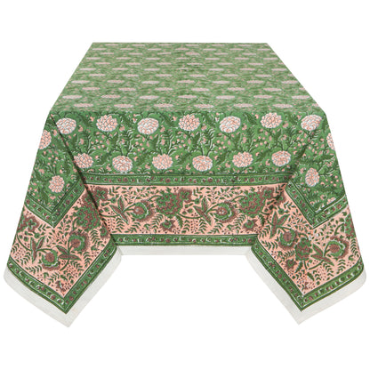 Peony Block Print Tablecloth 60 x 90 inch