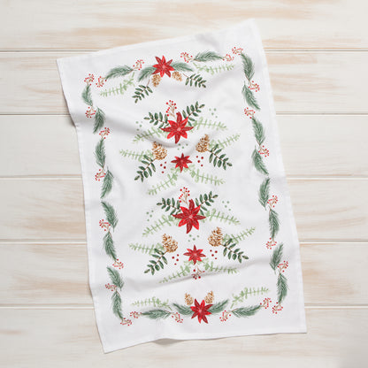 Poinsettia Christmas Dishtowel