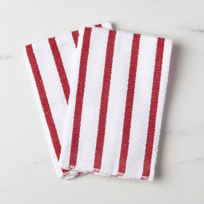 Basketweave Red Dishcloths Set of 2