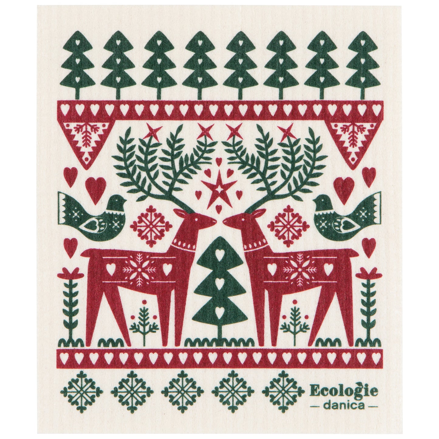 Folk Forest Christmas Swedish Dishcloth